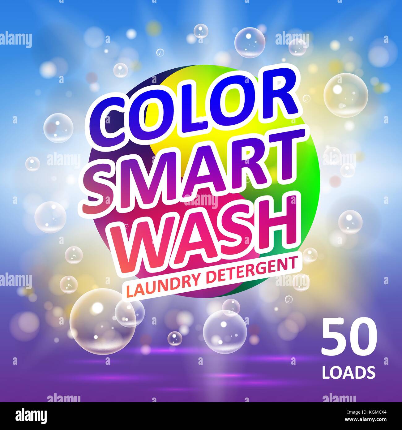 Waschmittel anzeigen. Kreative Seife smart Clean Design Produkt. WC oder Bad Farbe Whirlpool Reiniger Design. Waschmaschine Waschmittel Verpackung Vorlage. Stock Vektor
