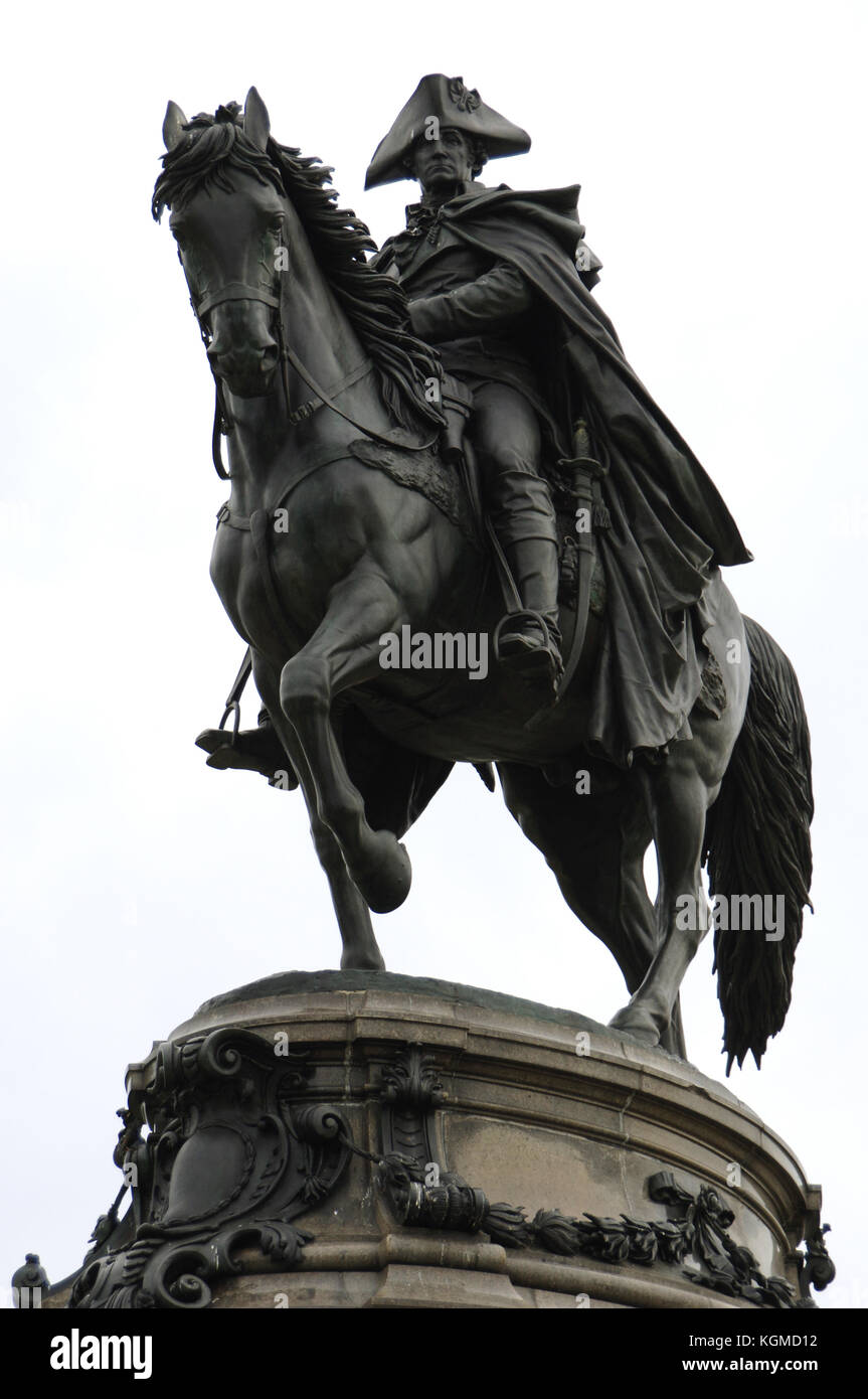 George Washington (1732-1799). Kommandant der kontinentalen Armee während des amerikanischen Unabhängigkeitskrieges. das Washington Monument. von Rudolf Siemering (1835-1905). Philadelphia. Pennsylvania. usa. Stockfoto