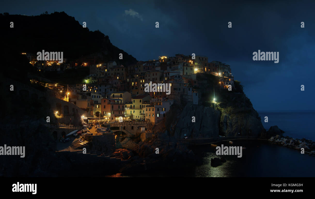 Stadt Manarola, Cinque Terre, Italien Stockfoto