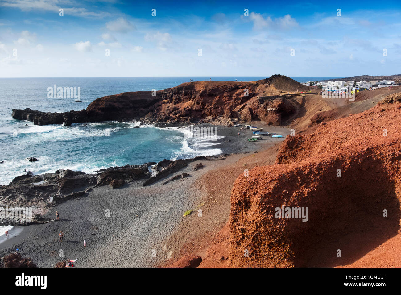 Strand, El Golfo. Lanzarote Island. Kanarische Inseln Spanien. Europa Stockfoto