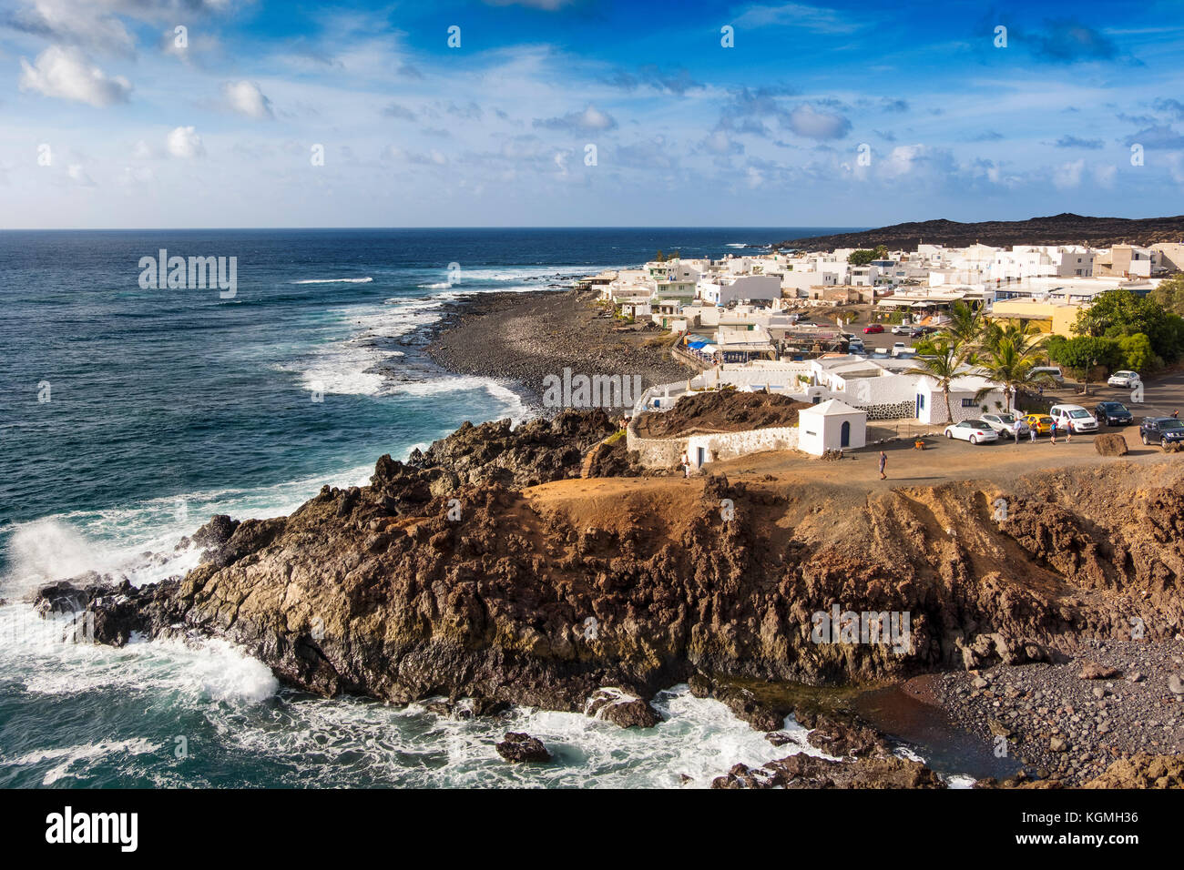 Fischerdorf, El Golfo. Lanzarote Island. Kanarische Inseln Spanien. Europa Stockfoto