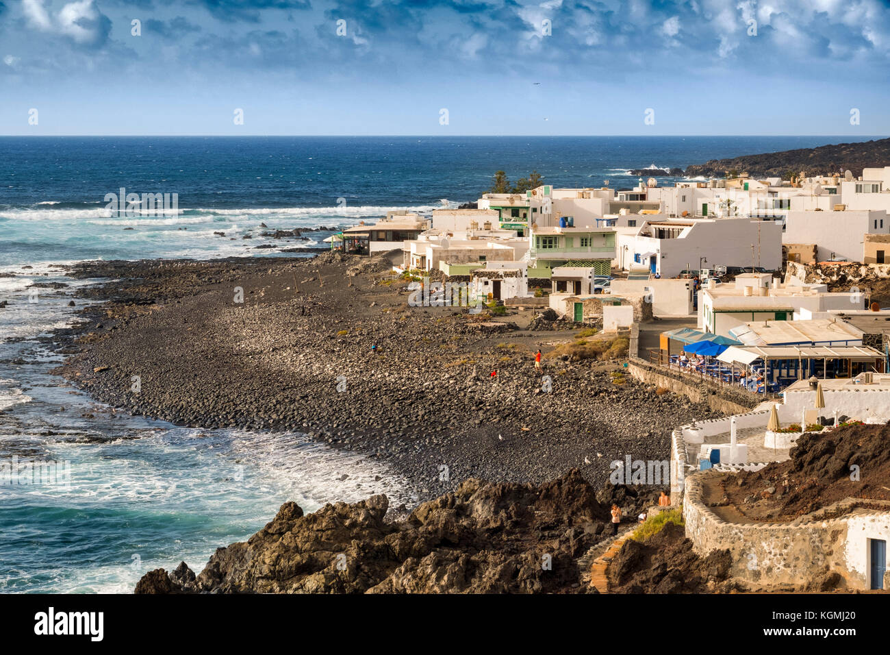 Fischerdorf, El Golfo. Lanzarote Island. Kanarische Inseln Spanien. Europa Stockfoto