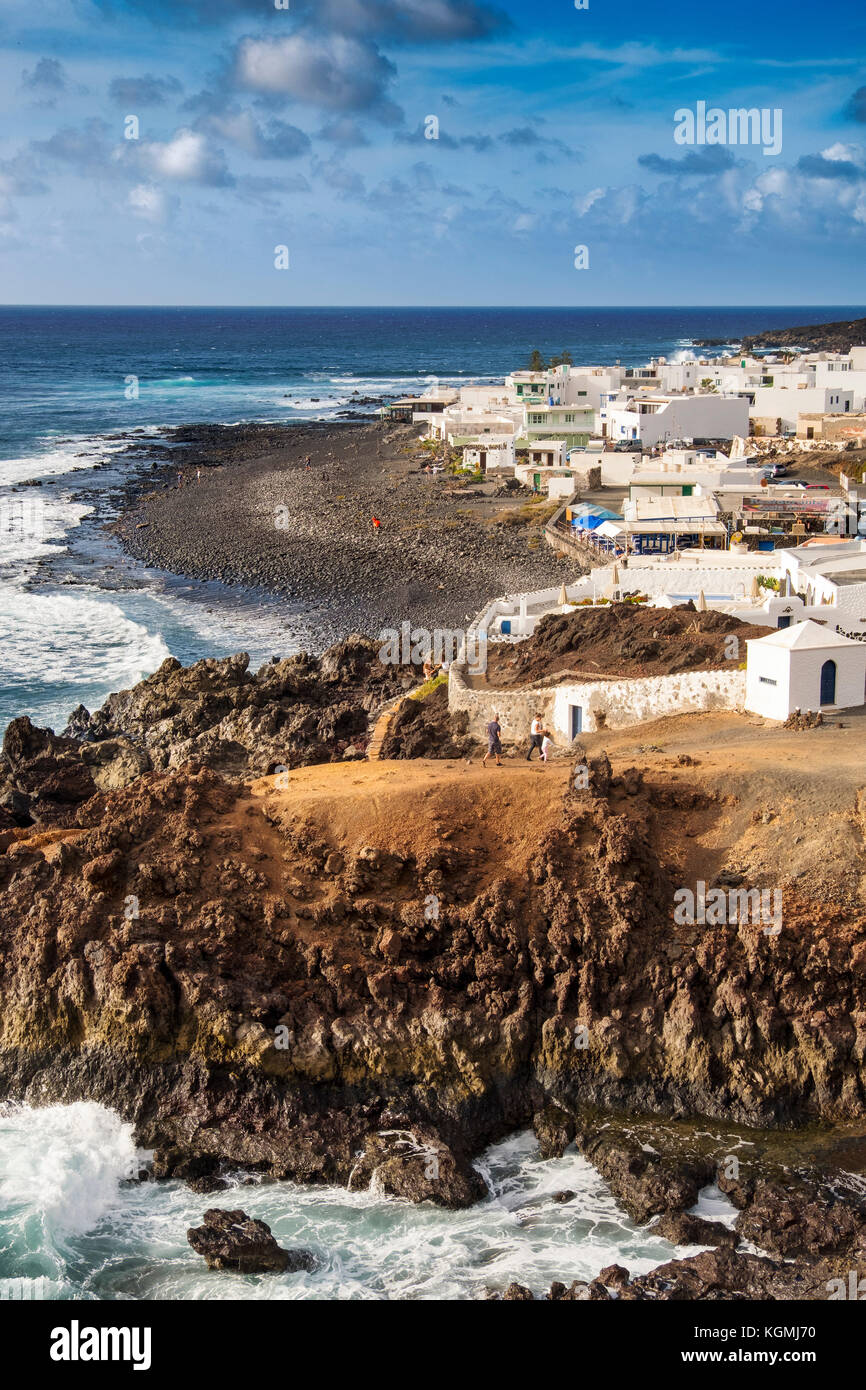 Fischerdorf, El Golfo. Lanzarote Island. Kanarische Inseln Spanien. Europa Stockfoto