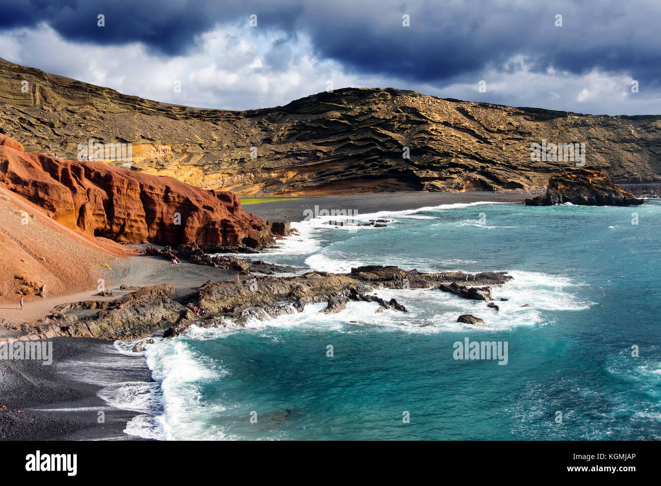 Strand, El Golfo. Lanzarote Island. Kanarische Inseln Spanien. Europa Stockfoto