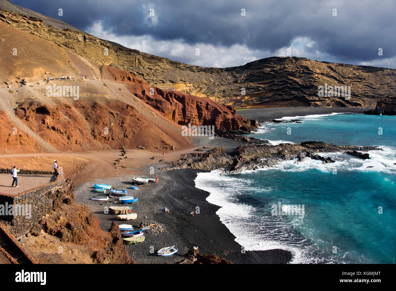 Strand, El Golfo. Lanzarote Island. Kanarische Inseln Spanien. Europa Stockfoto