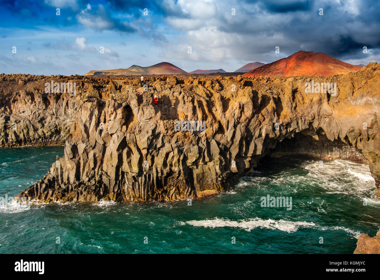 Vulkanische Küste, Los Hervideros. Lanzarote Island. Kanarische Inseln Spanien. Europa Stockfoto
