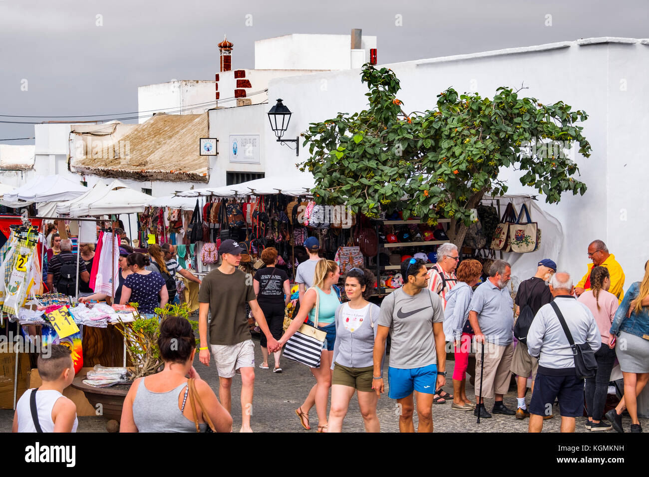 Straßenmarkt in Teguise, Lanzarote, Kanarische Inseln. Spanien Europa Stockfoto