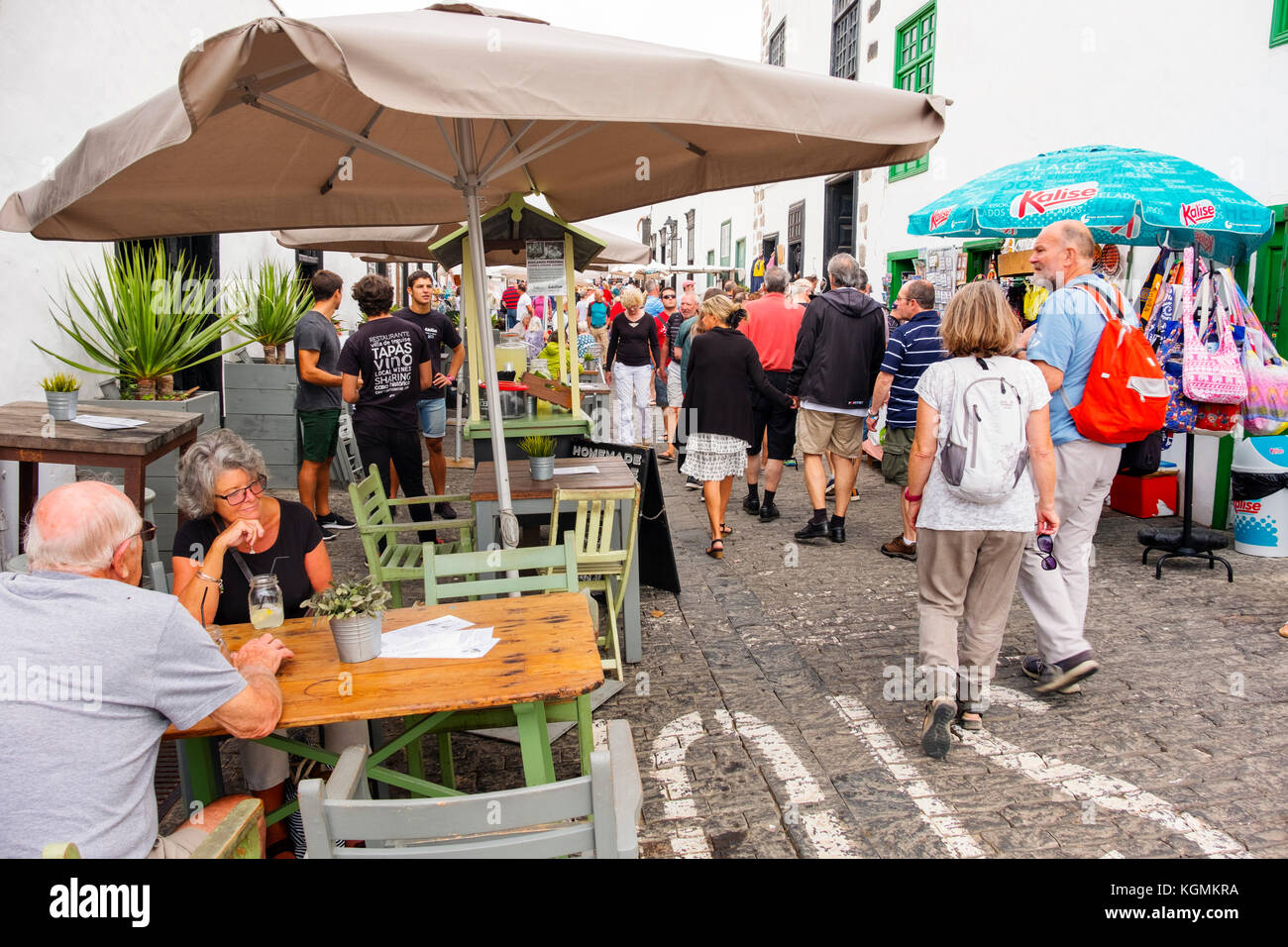 Straßenmarkt in Teguise, Lanzarote, Kanarische Inseln. Spanien Europa Stockfoto