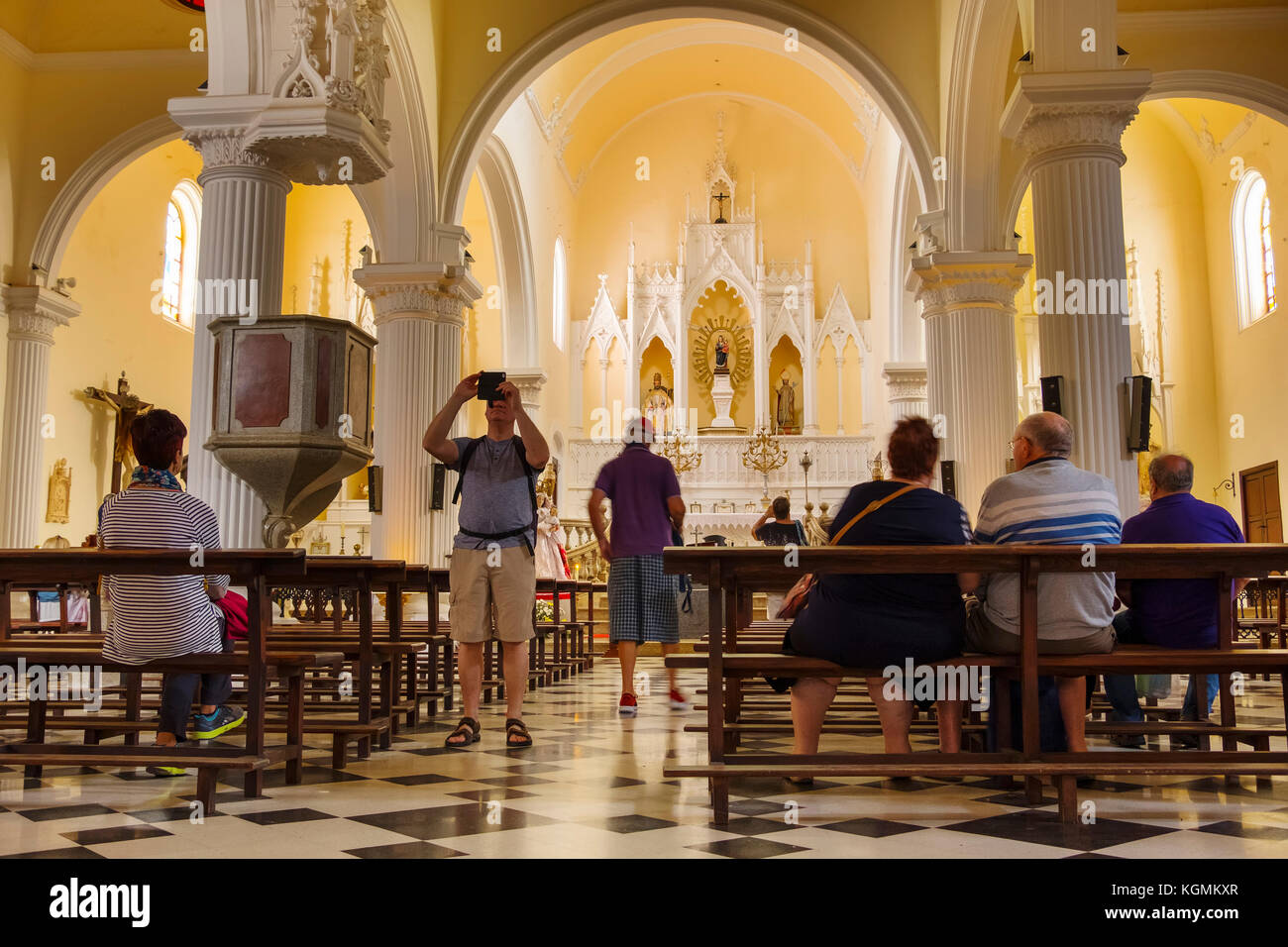 Im Inneren der Kirche, Iglesia de Nuestra Senora de Guadalupe. Teguise, Lanzarote, Kanarische Inseln. Spanien Europa Stockfoto