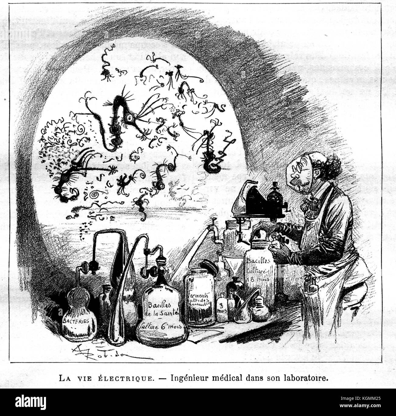 Albert Robida - La vie électrique - Ingénieur médical dans son Laboratoire Stockfoto
