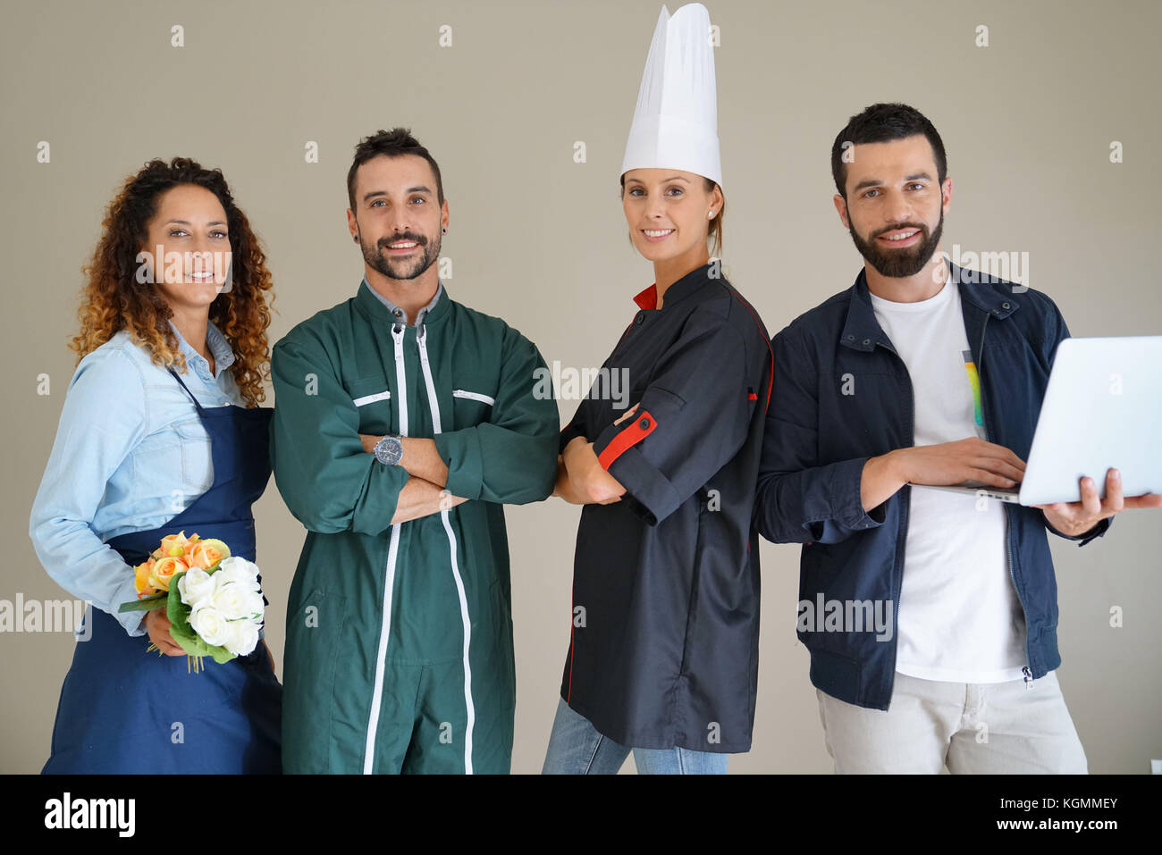 Junge Erwachsene mit verschiedenen Berufen Stockfoto