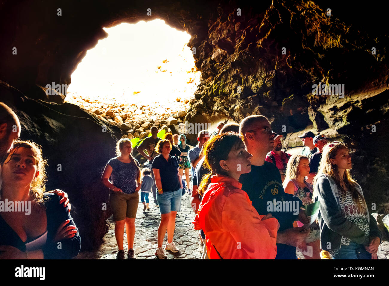 Cueva de los Verdes, unterirdische Höhle. Haria. Lanzarote Island. Kanarische Inseln Spanien. Europa Stockfoto