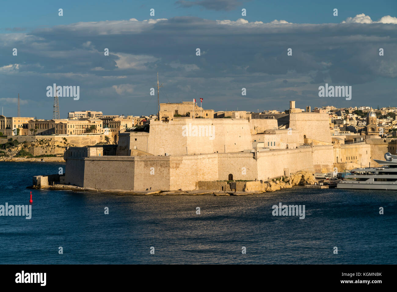Blick auf Fort St. Angelo, Vittoriosa / Birgu, Valletta, Malta Stockfoto