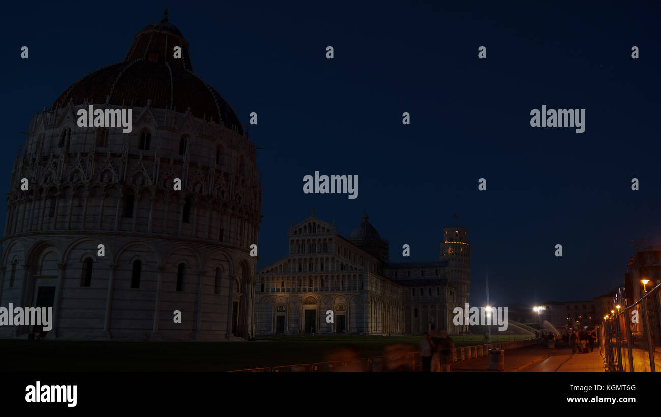 Die Basilika, das Baptisterium und der Schiefe Turm von Pisa, Italien Stockfoto