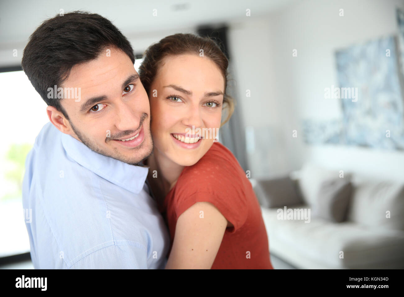 Portrait von Paar zu Hause Stockfoto