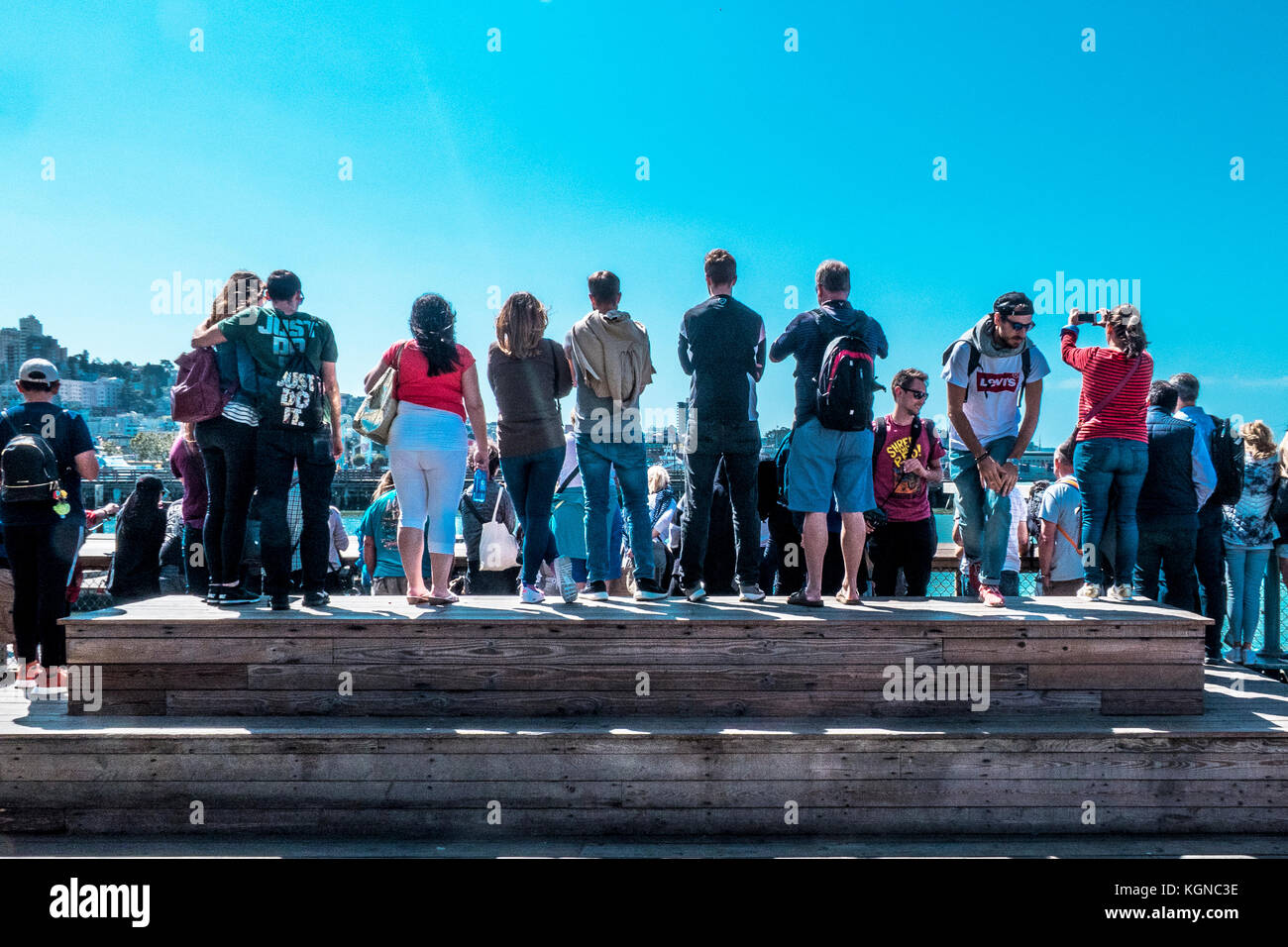 Die Menschen, die ich sah, als ich an der Fisherman wharp von San Francisco Stockfoto