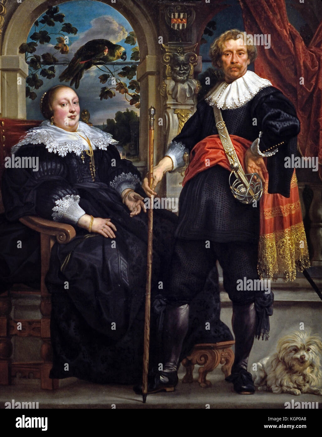Portrait von Govaert van Surpele und seine Frau 1636-8 Jacob Jordaens Jacob (1593-1678) Jacques Jordaens 1593 - 1678 flämischen Maler, Zeichner und tapestry Designer für seine Geschichte Gemälde, Genreszenen und Porträts bekannt. Belgien, Belgien, Flämische, Stockfoto