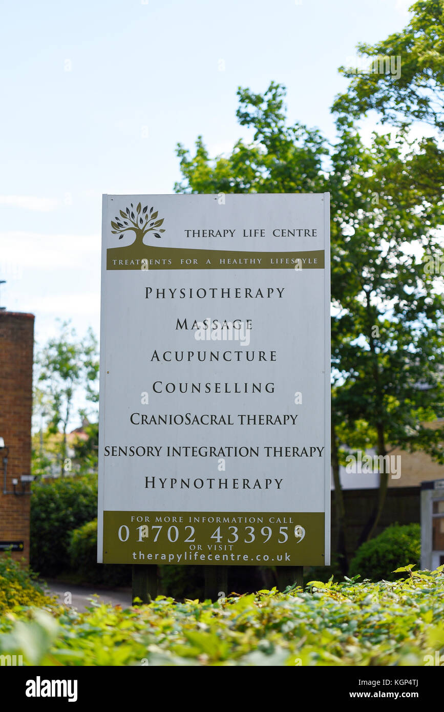 Therapy Life Centre, Southend on Sea, Essex, Großbritannien, bietet ganzheitliche und komplementäre Therapien Stockfoto