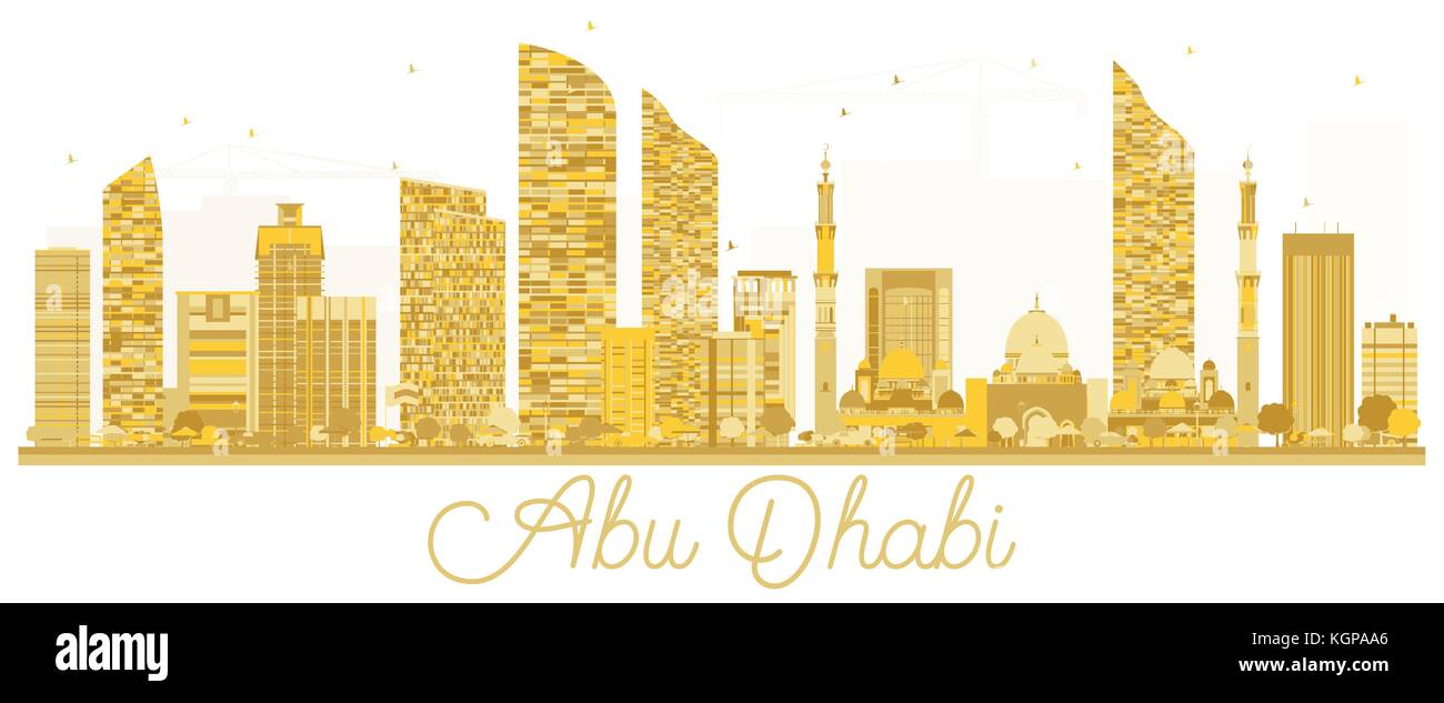 Abu Dhabi City Skyline golden Silhouette. Vector Illustration. Business Travel Concept. abu dhabi Stadtbild mit Sehenswürdigkeiten. Stock Vektor