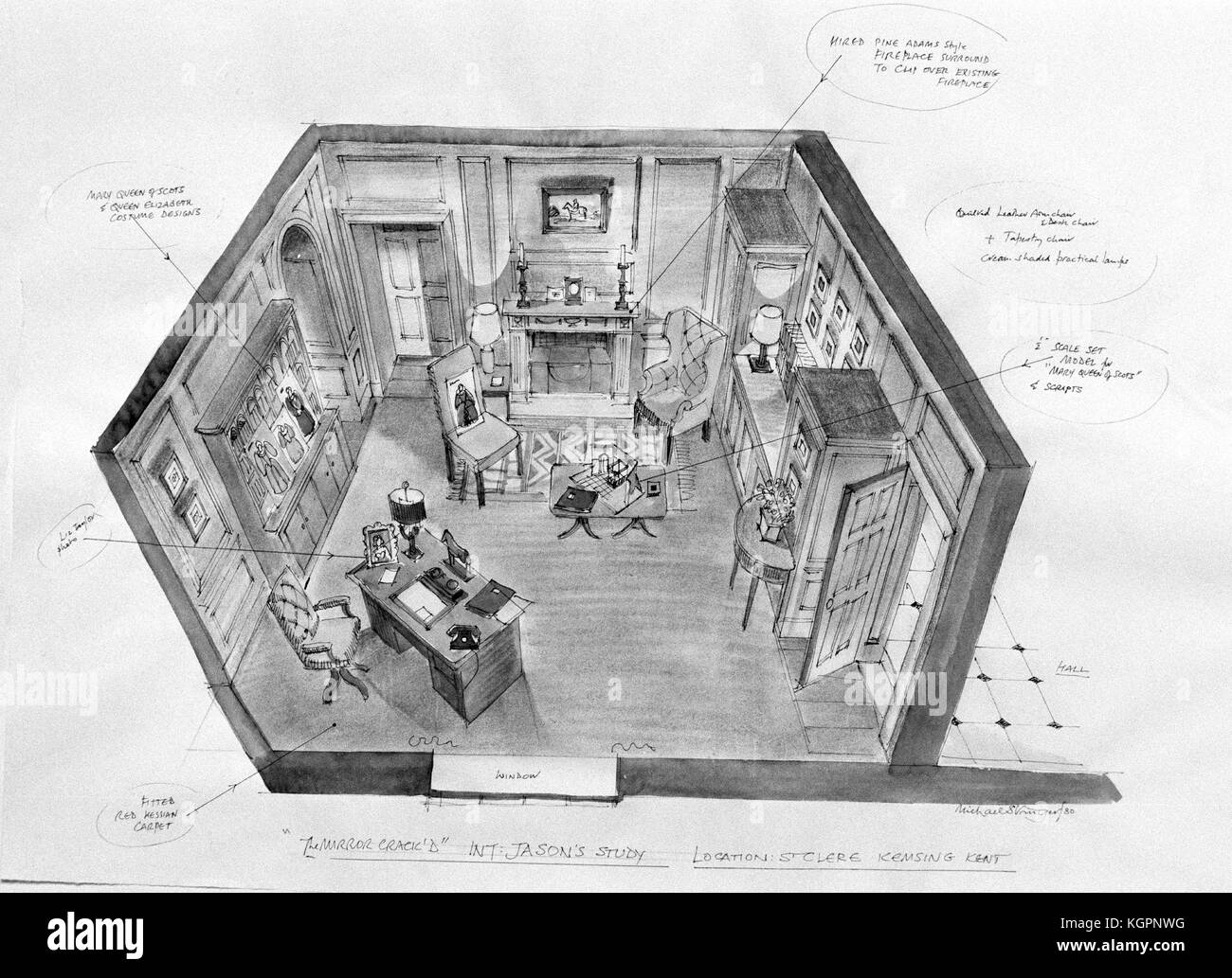 Der Spiegel knacken würde (1980) Produktion Skizzen Datum: 1980 Stockfoto