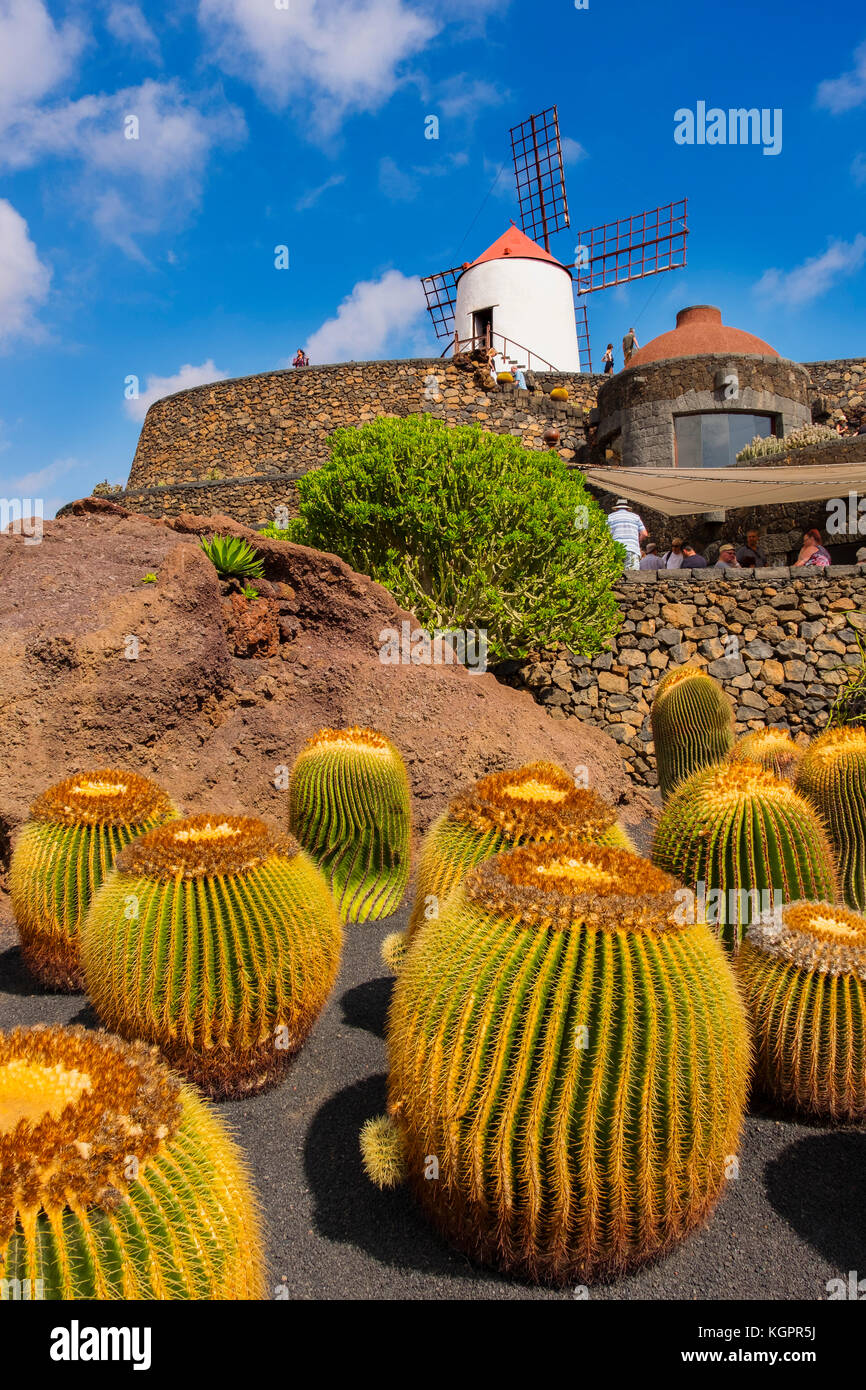 Jardin de Cactus. Cactus Garden von Cesar Manrique, Risco de las Nieves Range, Guatiza. Lanzarote Island. Kanarische Inseln Spanien. Europa Stockfoto