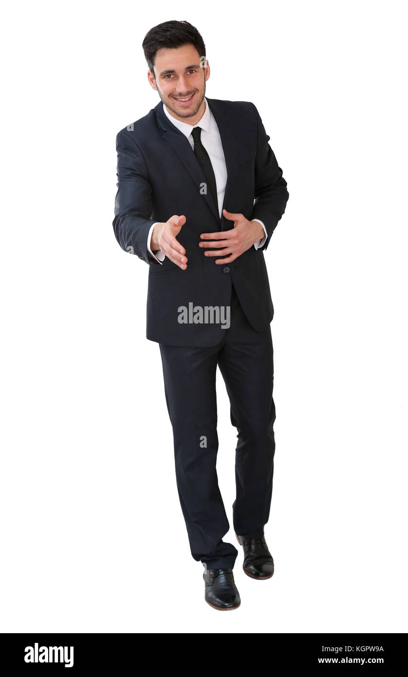 Junge Unternehmer, Händedruck, isoliert Stockfoto