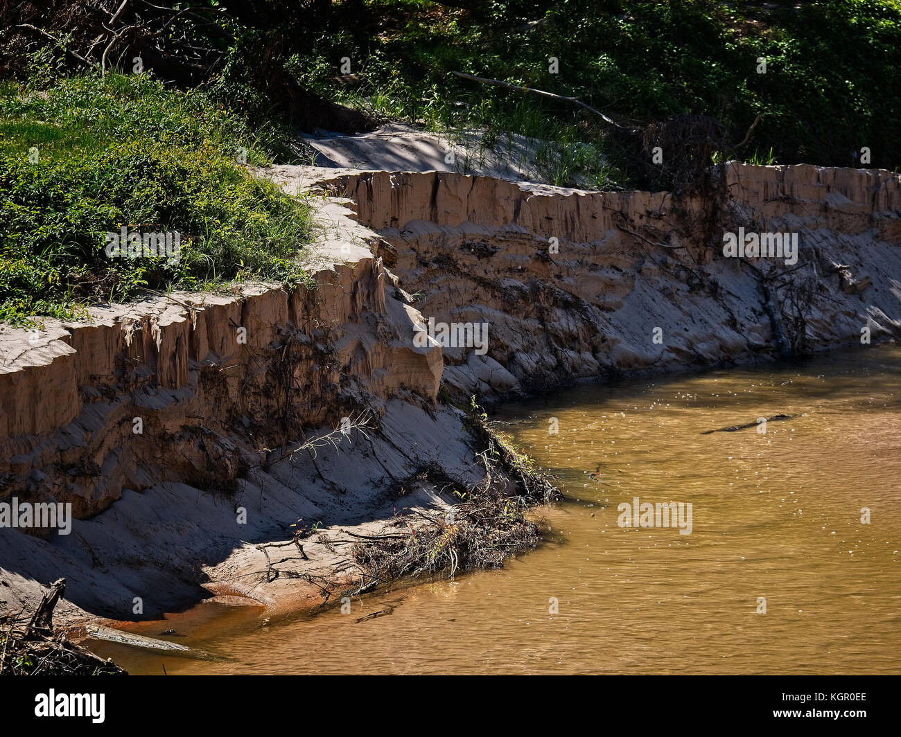 Houston TX USA - 17. Okt. 2017 - Sandy Creek Shoreline nach der großen Überschwemmung, die im September stattfand Stockfoto