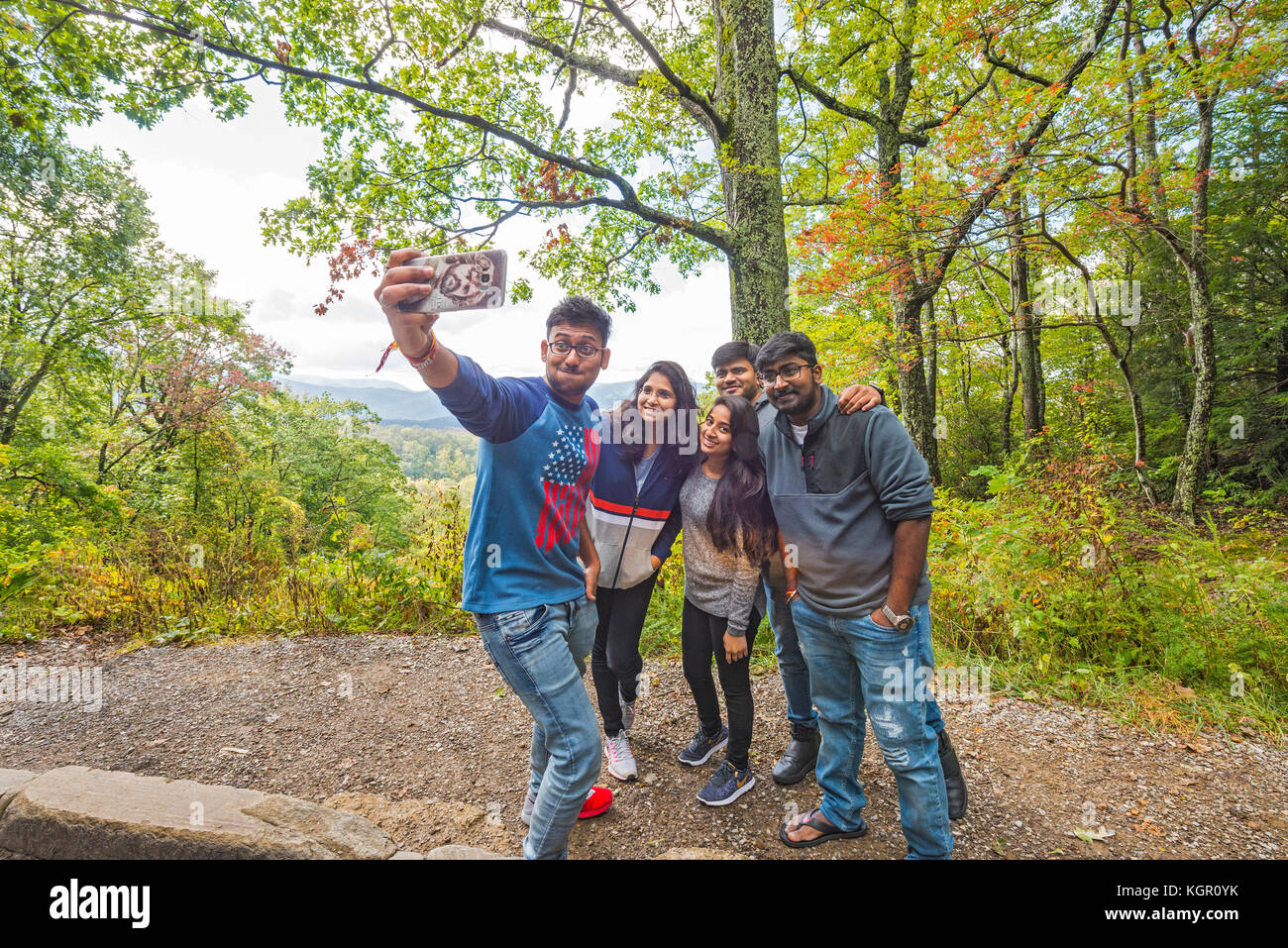 Herbstfarbe im Great Smoky Mountains National Park. Stockfoto