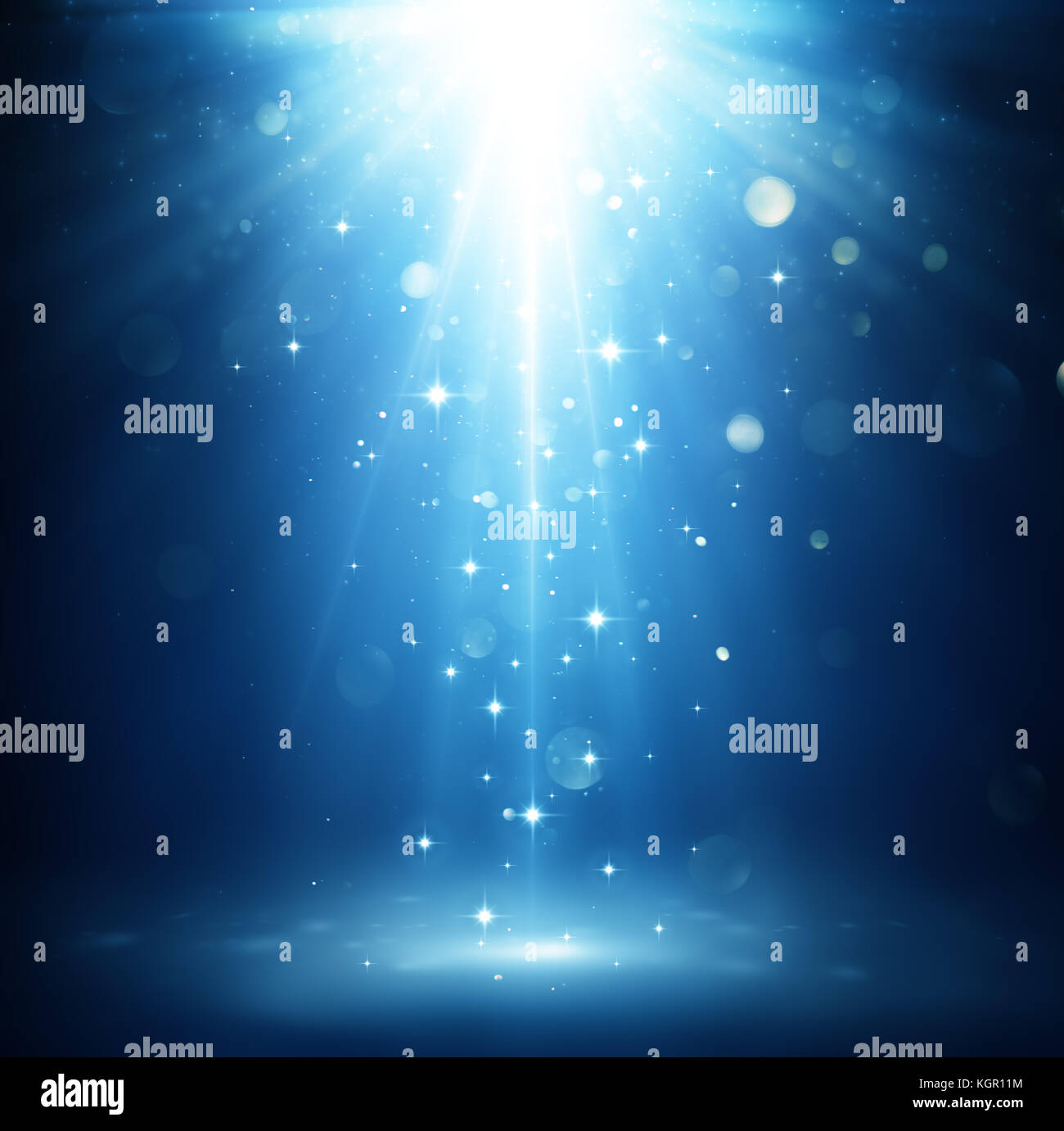 Weihnachten Magische Nacht - Lichter und Sterne fallen auf der Bühne Stockfoto