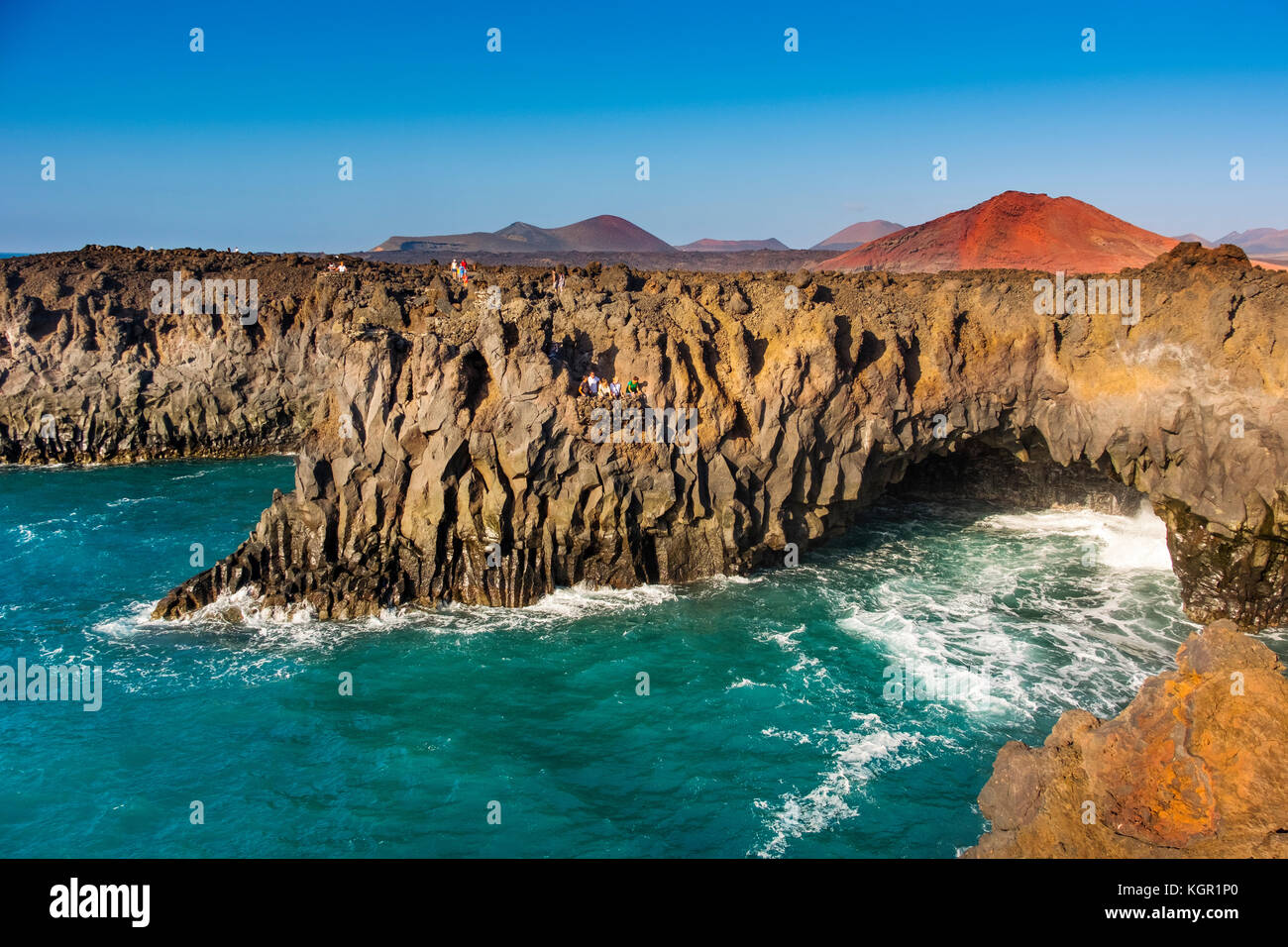 Vulkanische Küste, Los Hervideros. Lanzarote Island. Kanarische Inseln Spanien. Europa Stockfoto