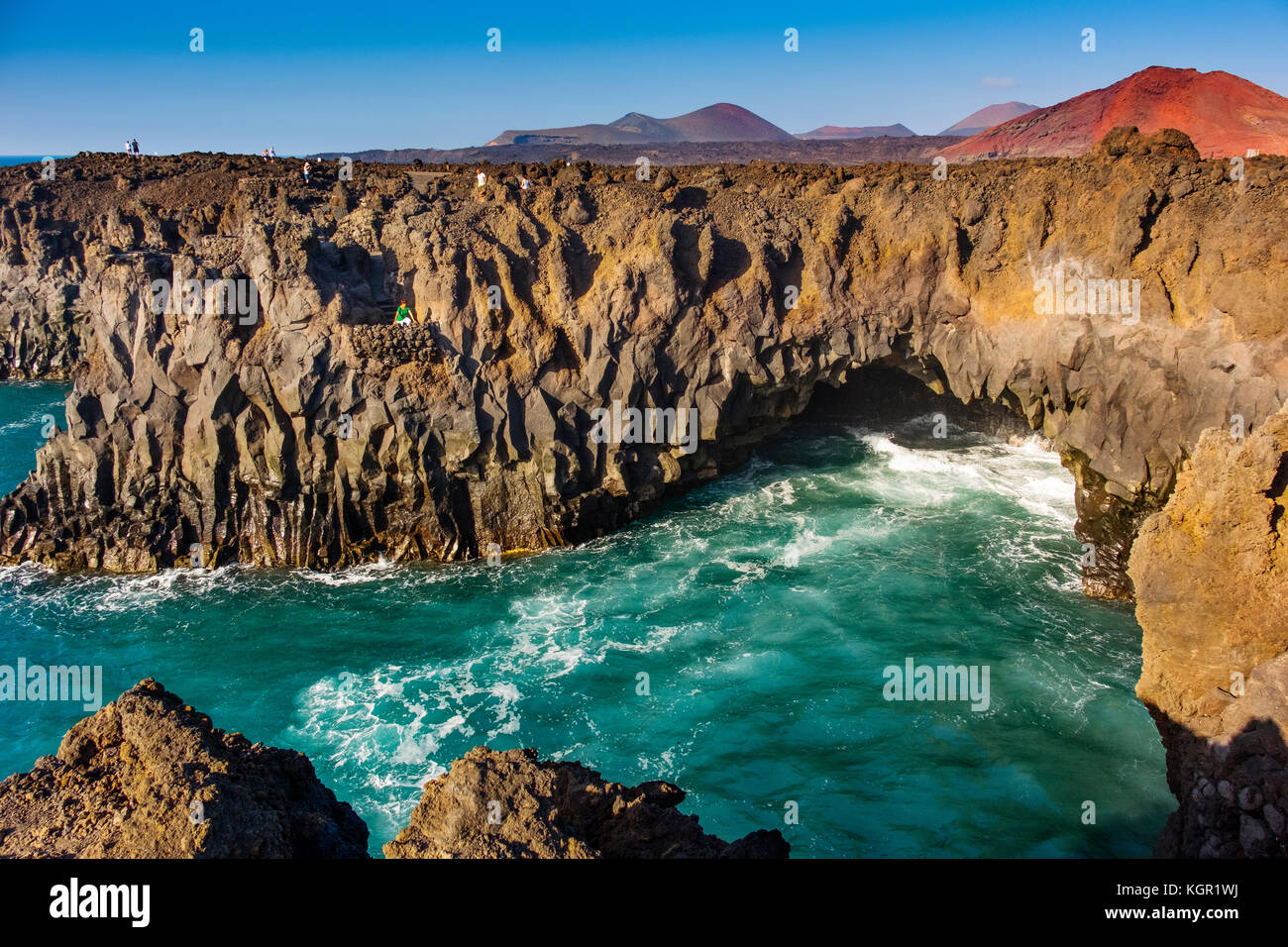 Vulkanische Küste, Los Hervideros. Lanzarote Island. Kanarische Inseln Spanien. Europa Stockfoto