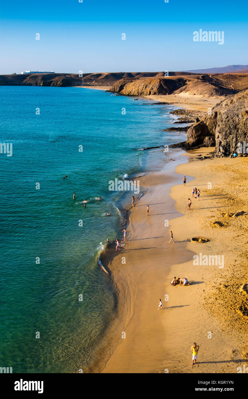 Strand Punta de Papagayo, Playa Blanca. Lanzarote Island. Kanarische Inseln Spanien. Europa Stockfoto