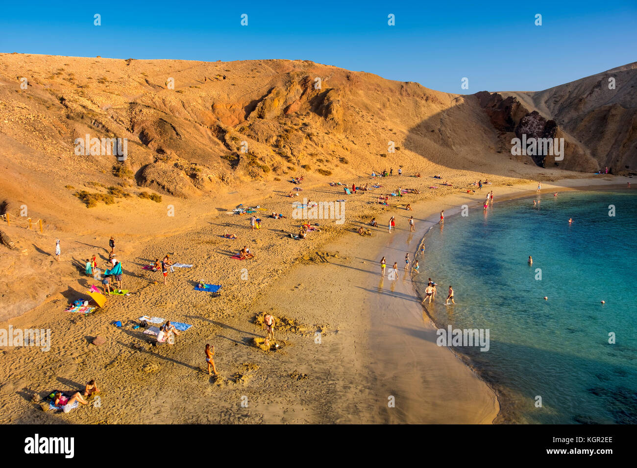 Strand Punta de Papagayo, Playa Blanca. Lanzarote Island. Kanarische Inseln Spanien. Europa Stockfoto