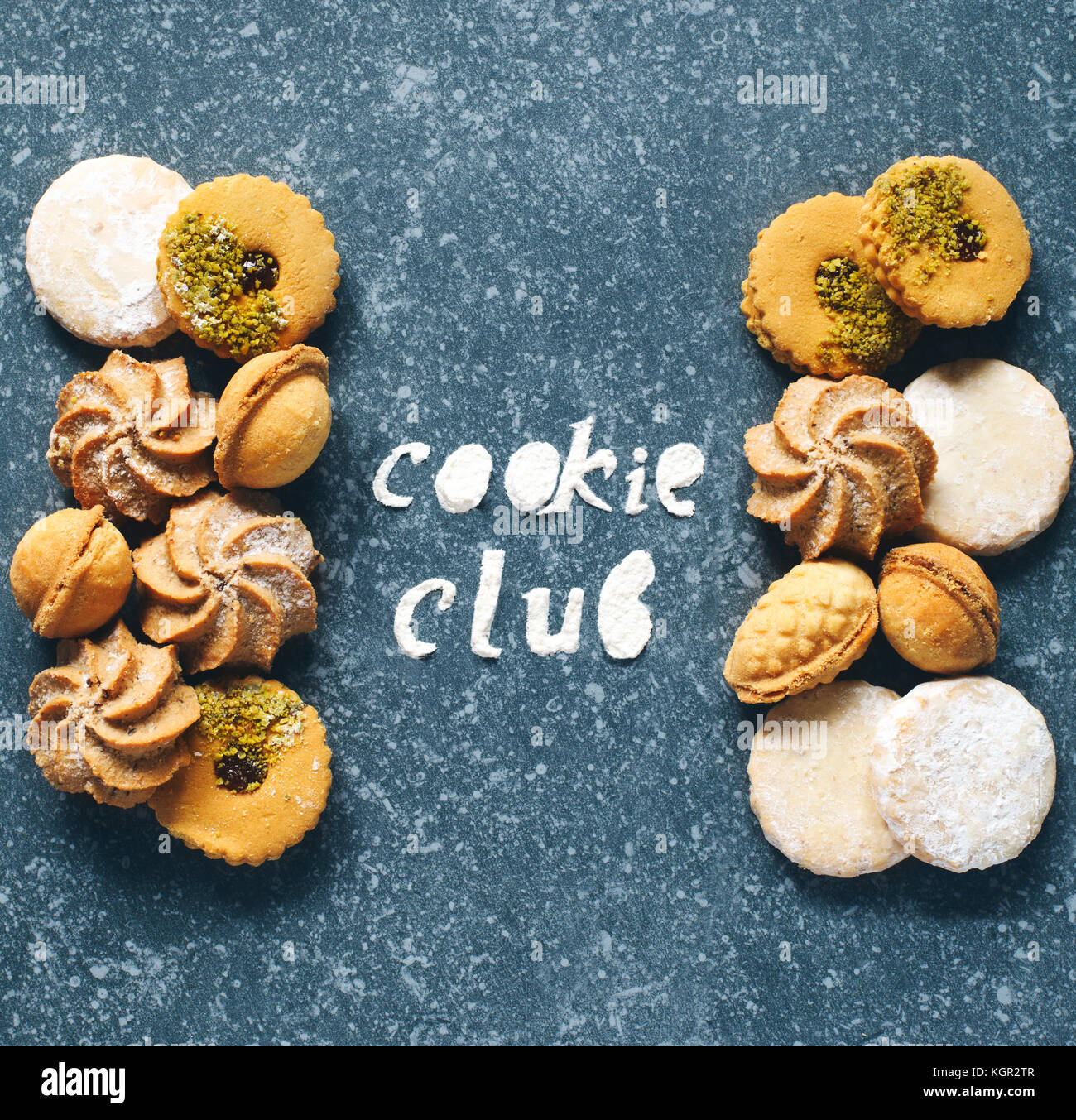 Assorted Cookies: Linzer Plätzchen, Kekse, Nüsse cookie, orange almond Cookie. Stockfoto