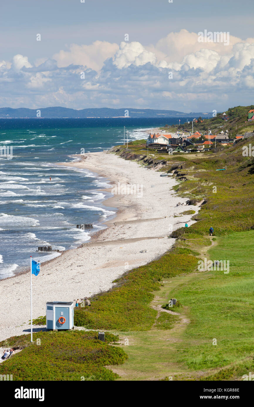Blick über Rageleje Strand Strand, der mit der schwedischen Küste in der Ferne, Rageleje, Kattegat Coast, Neuseeland, Dänemark, Europa Stockfoto