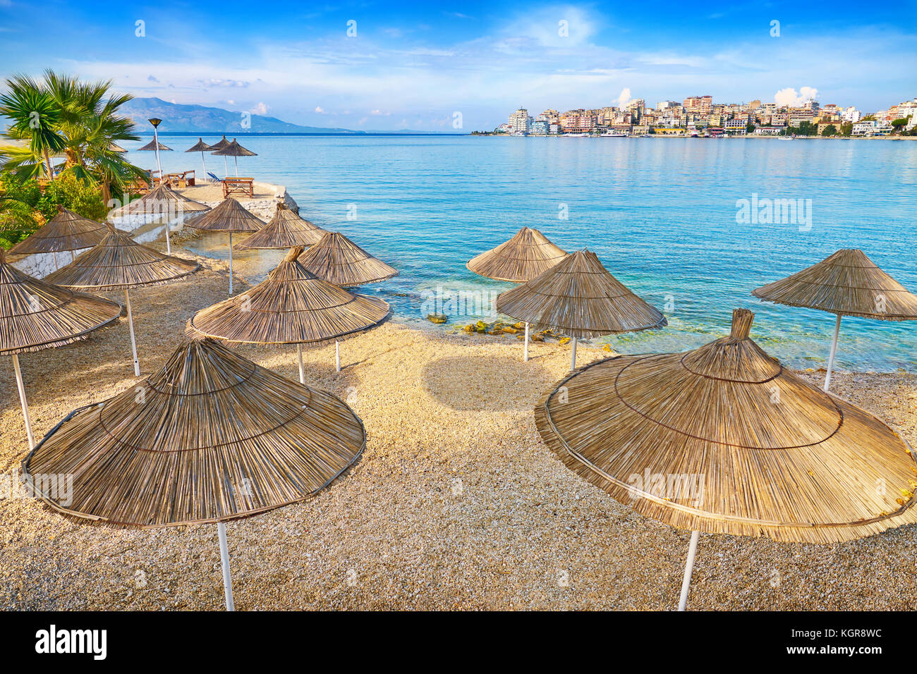 Albanien - Saranda city Beach Stockfoto