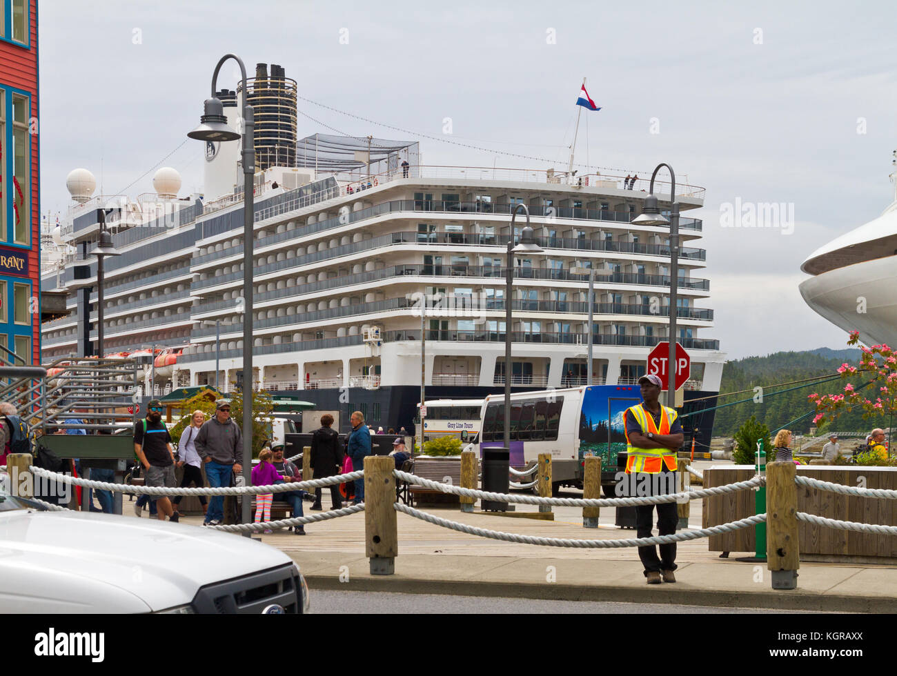 Das kreuzfahrtschiff Eurodam in Ketchikan, Alaska angedockt ist, Stockfoto