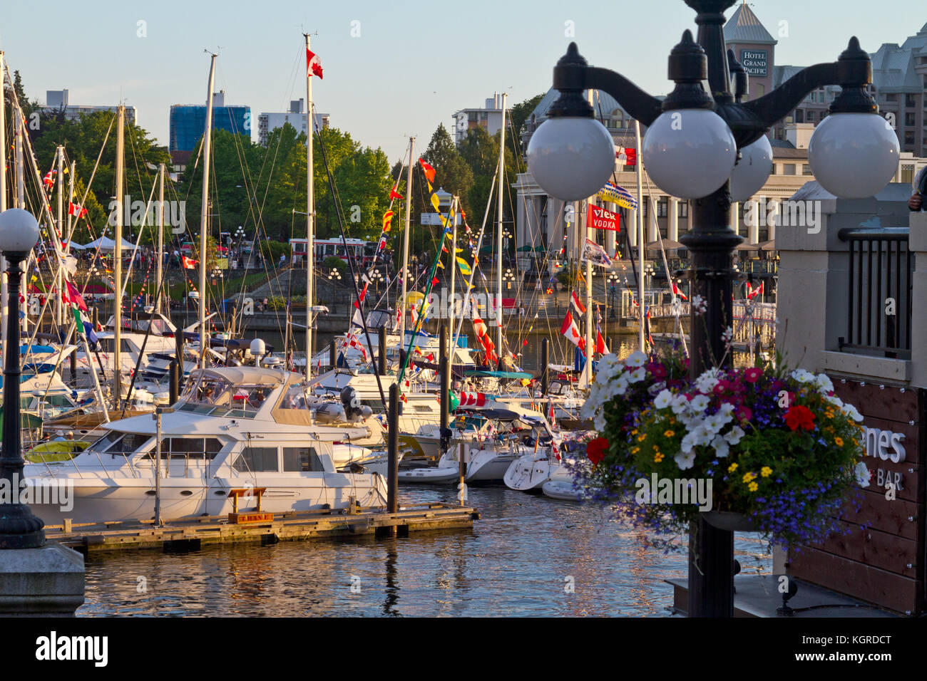 Marina in Victoria, British Columbia, Kanada während der Feier von Kanada Tag. Stockfoto