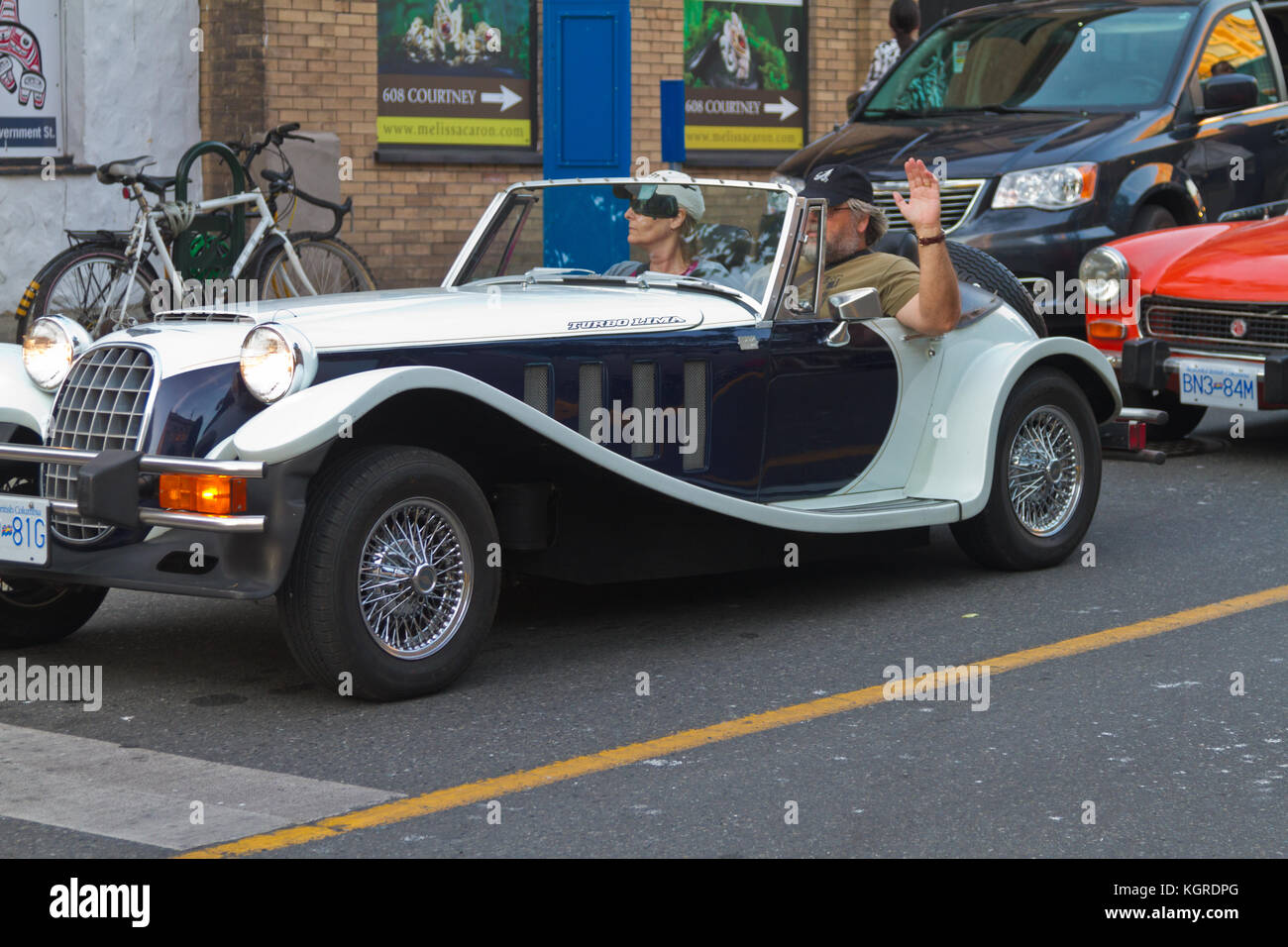 Eine klassische Turbo Lima Sportwagen auf den Straßen von Victoria, Britisch-Kolumbien, Kanada gesehen. Stockfoto
