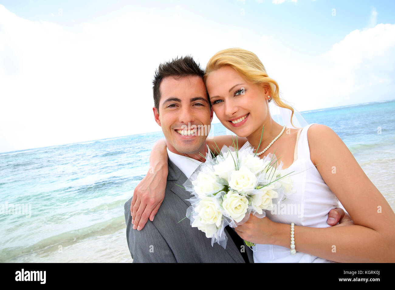 Nur ein paar am Strand geheiratet Stockfoto