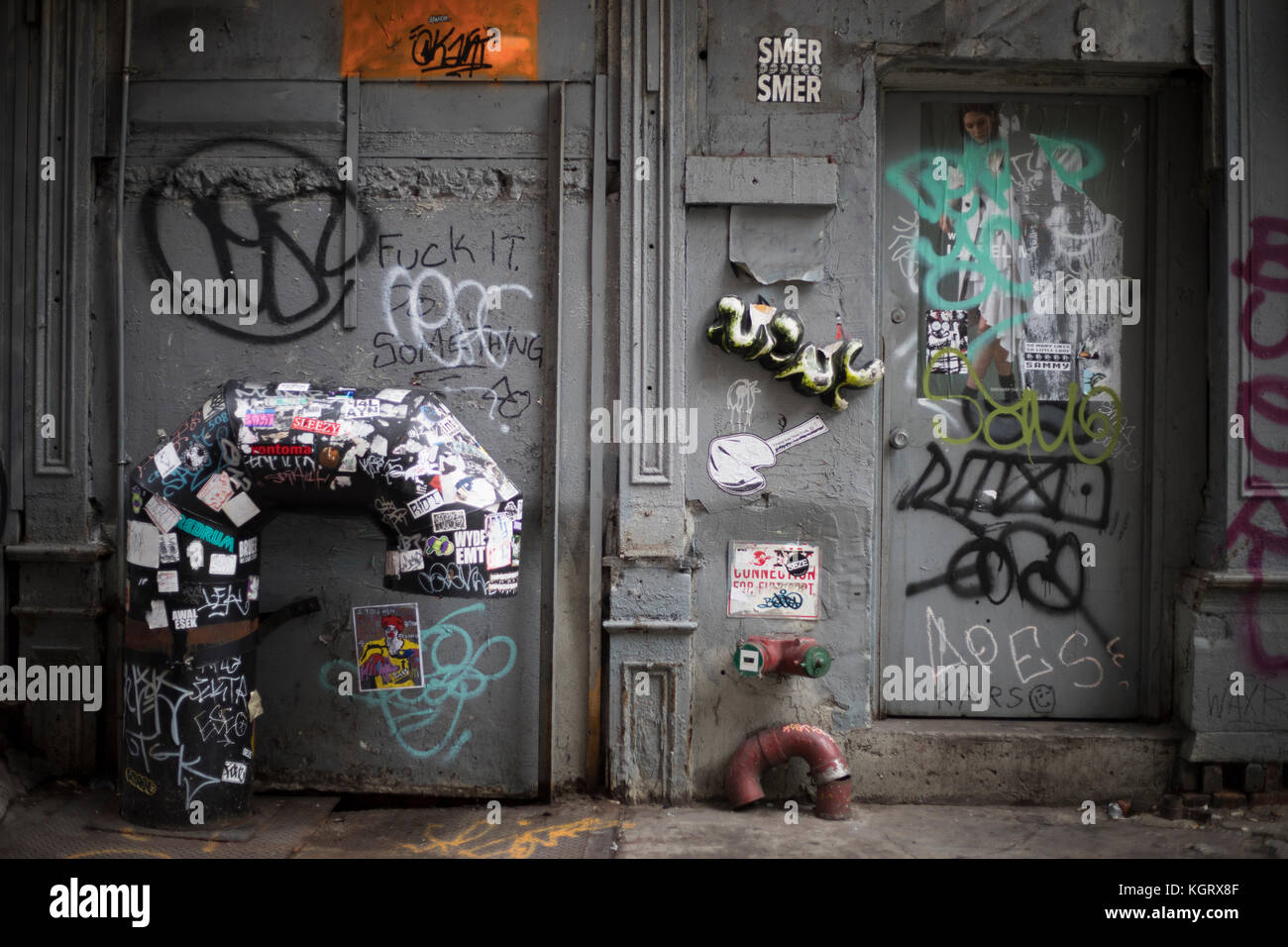 NEW YORK CITY, NY, USA - Oktober 2017 - Mauer im Walker Street Gasse in Chinatown in Manhattan. Stockfoto