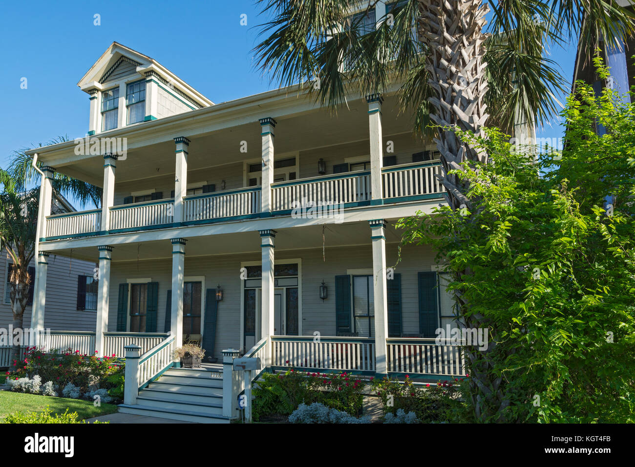 Texas, Galveston, east end Historic District, 1118 Sealy, griechischen Revival 1875 Home Stockfoto