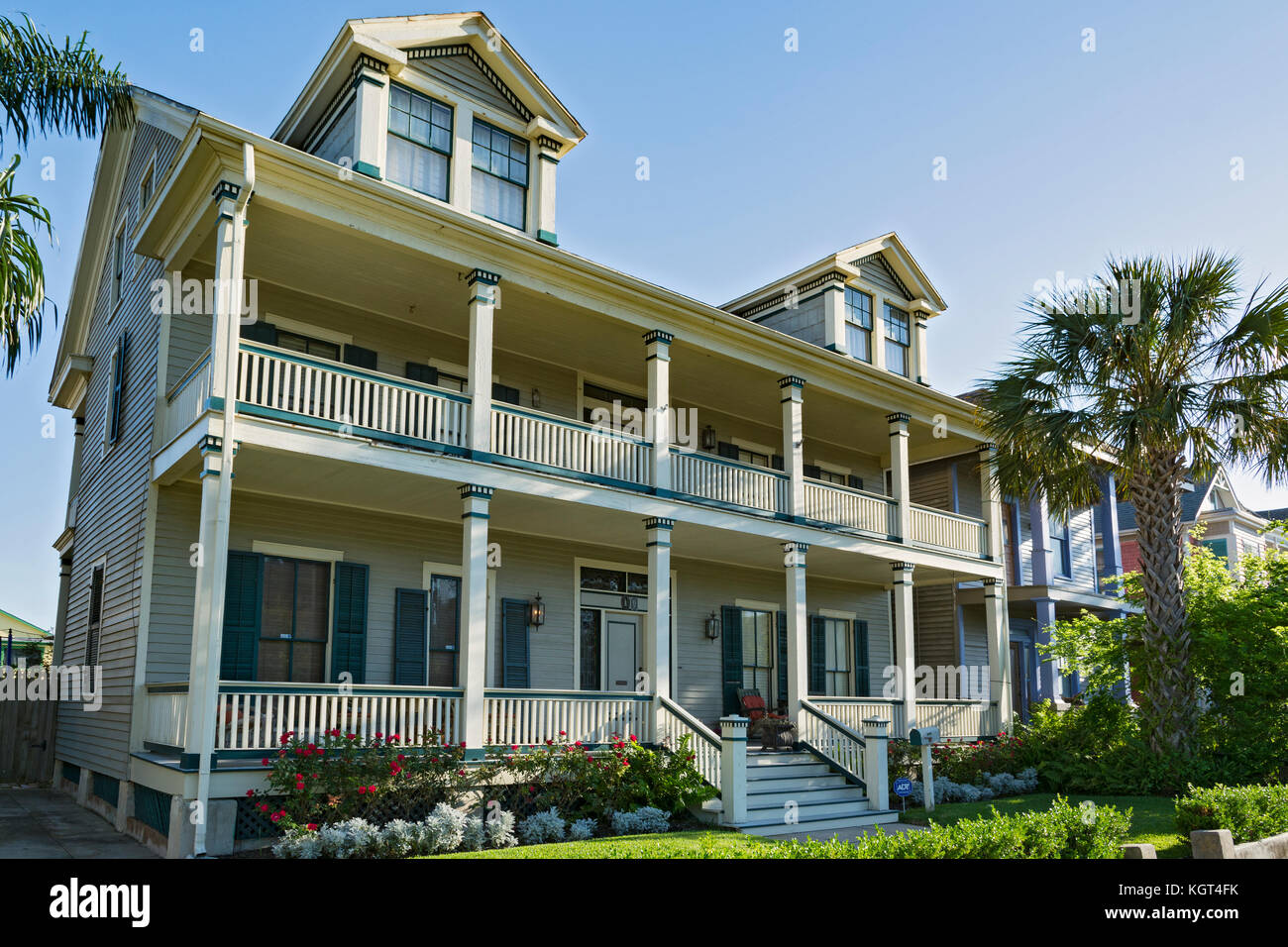 Texas, Galveston, east end Historic District, 1118 Sealy, griechischen Revival 1875 Home Stockfoto