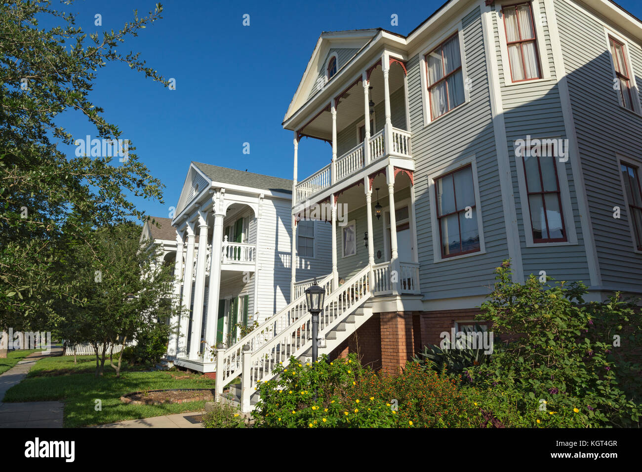 Texas, Galveston, east end Historic District, Wohnungen Stockfoto