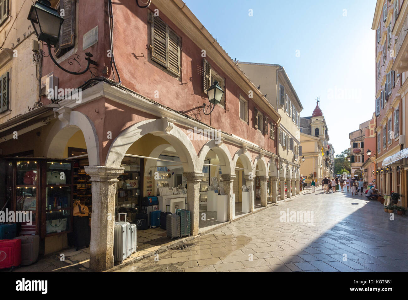 Venezianische Architektur in der Altstadt von Korfu, Griechenland Stockfoto