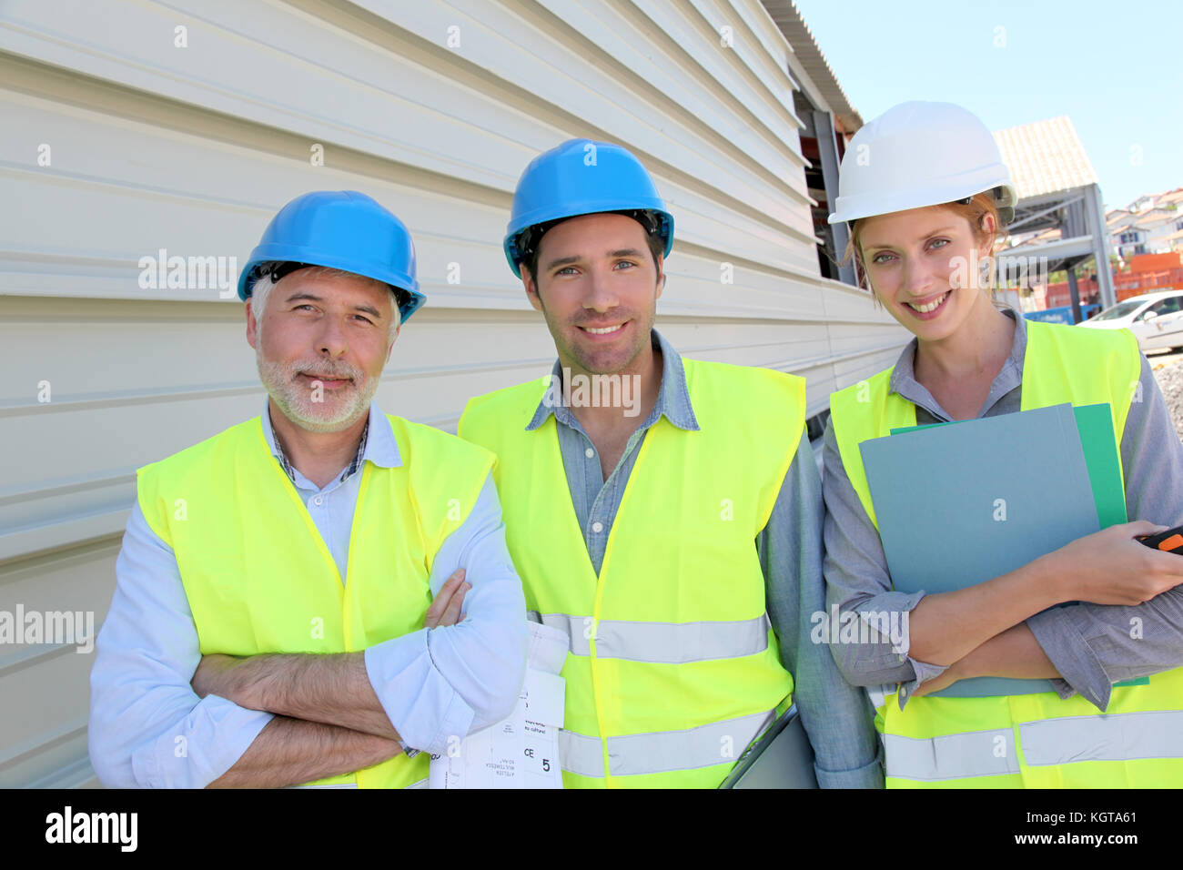 Höhere auf der Baustelle Stockfoto