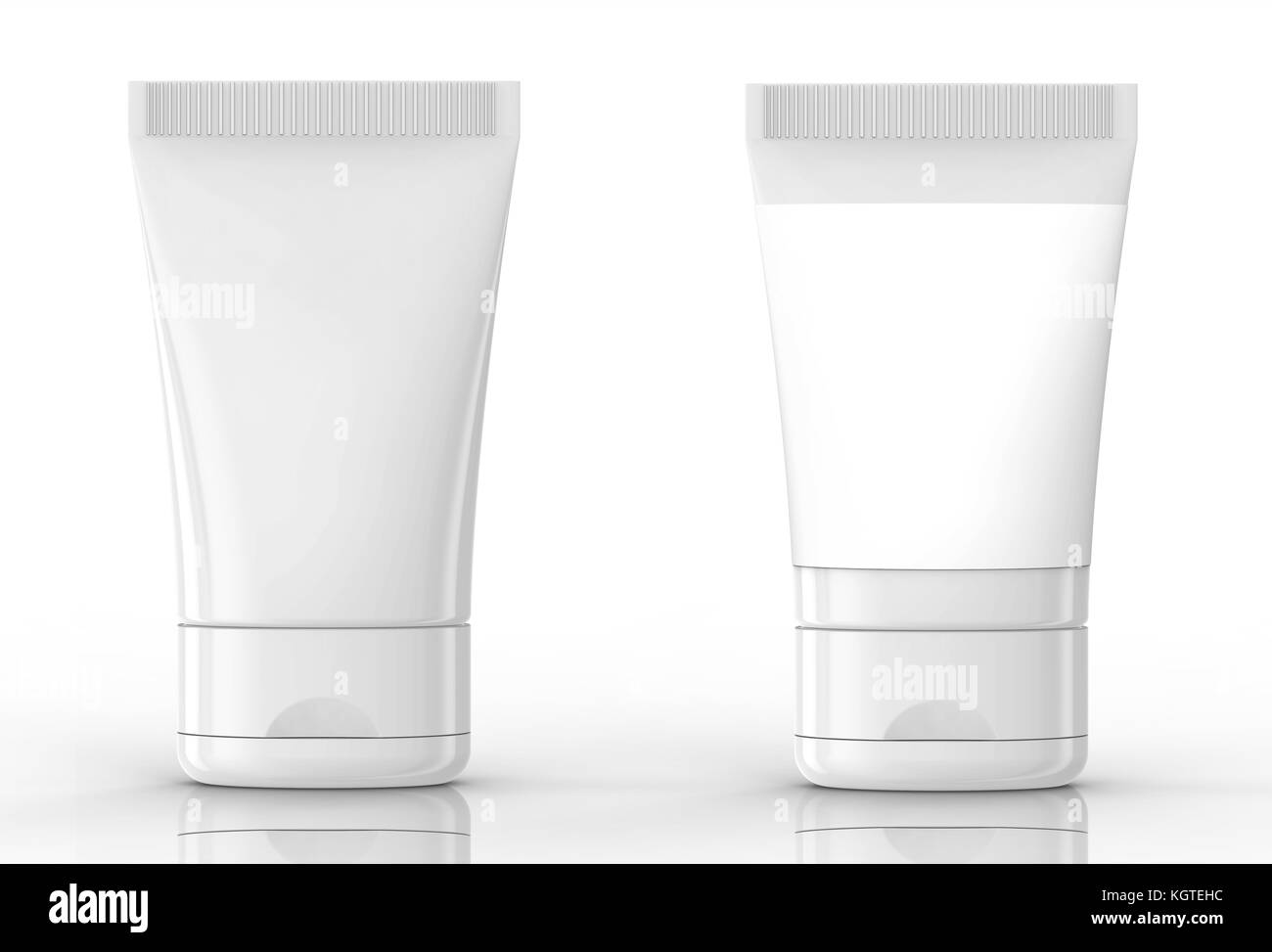 3D-Render Gesichtsreiniger Mockup, Gesicht waschen Behälter Röhre Vorlage in Weiß, einige mit leeres Etikett Stockfoto