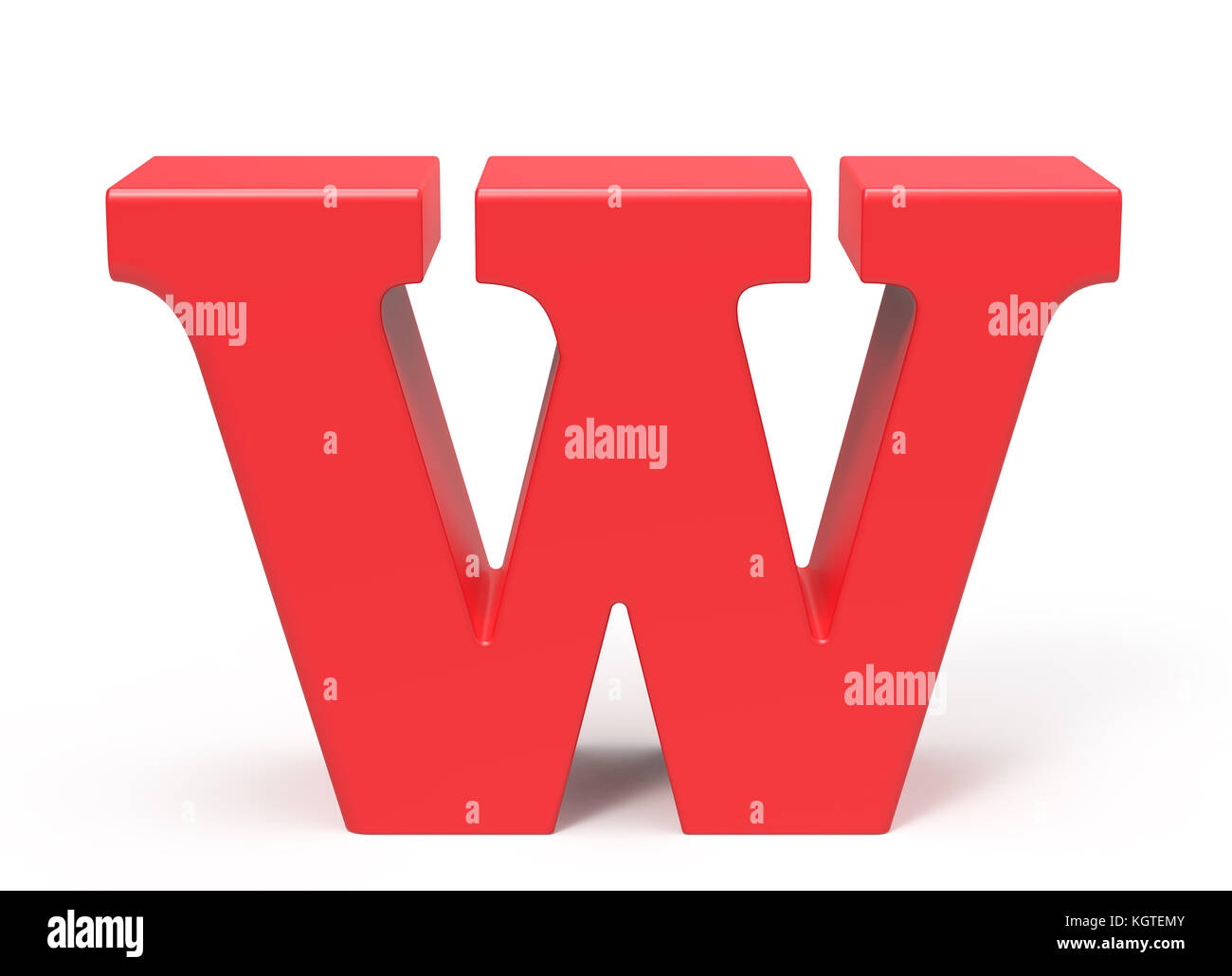 3D-Rendering rotes Alphabet W, Retro FAT 3D-Schriftart Stockfoto