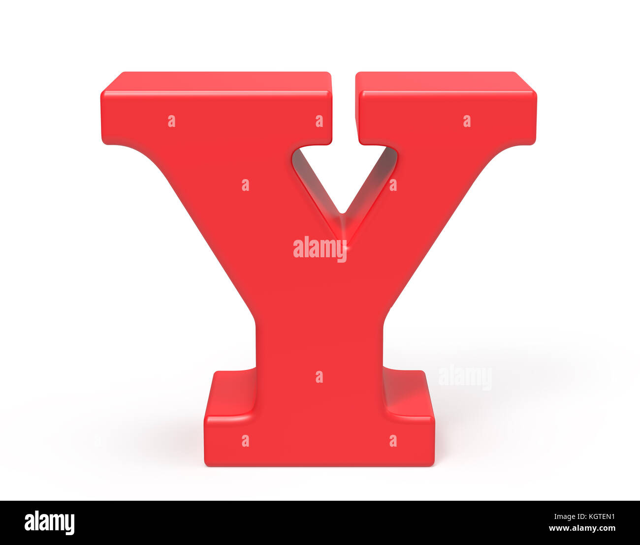 3D-Rendern des roten Alphabets Y, Retro FAT 3D-Schriftart Stockfoto