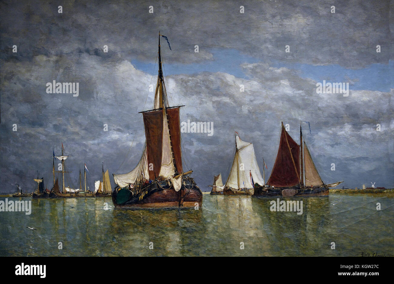 Schiffe in der Nähe von Dordrecht 1870 Paul Jean Tone 1819 Verlegung - 1900 Brügge, Belgien, Belgien, Flämische, Stockfoto
